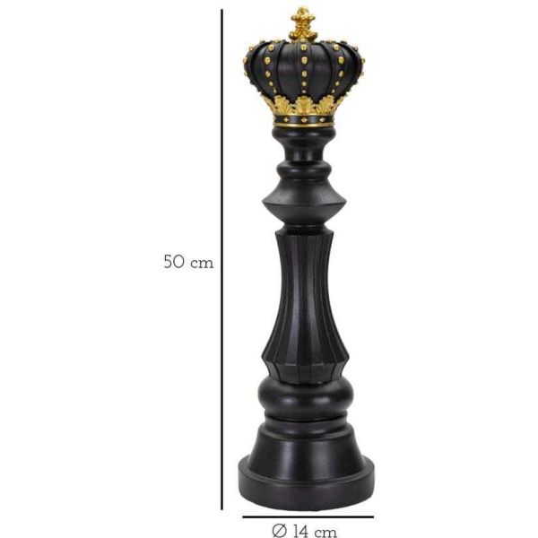 Figurine échec décoratif en polyrésine noire et dorée - MAU-0244