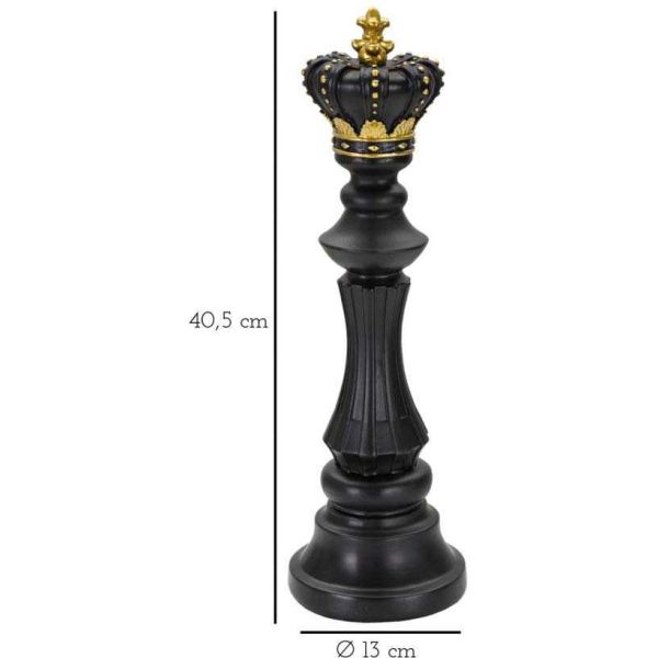 Figurine échec décoratif en polyrésine noire et dorée - MAU-0241