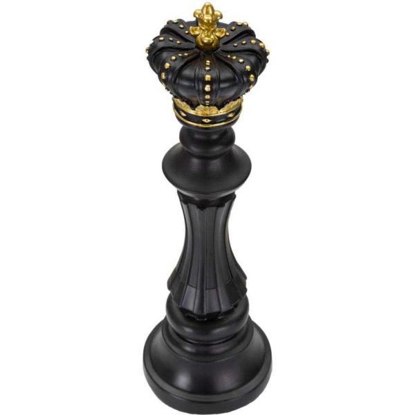 Figurine échec décoratif en polyrésine noire et dorée - 36,90