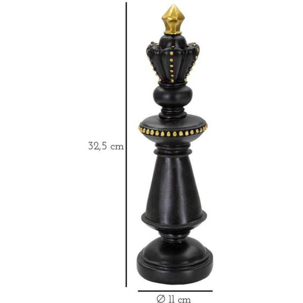 Figurine échec décoratif en polyrésine noire et dorée - MAU-0240