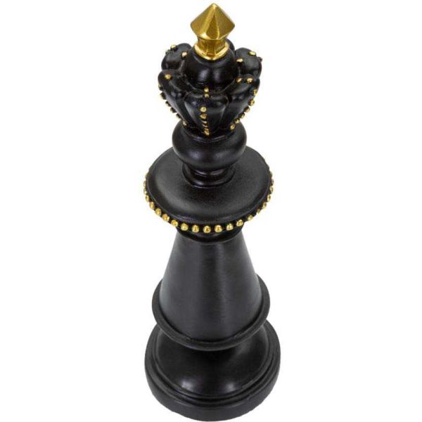 Figurine échec décoratif en polyrésine noire et dorée - 33,90