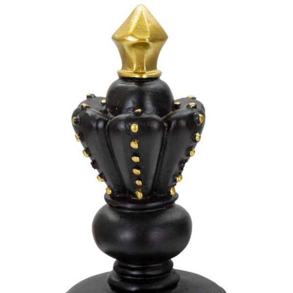 Figurine échec décoratif en polyrésine noire et dorée - 6