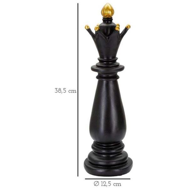 Figurine échec décoratif en polyrésine noire et dorée - MAU-0239