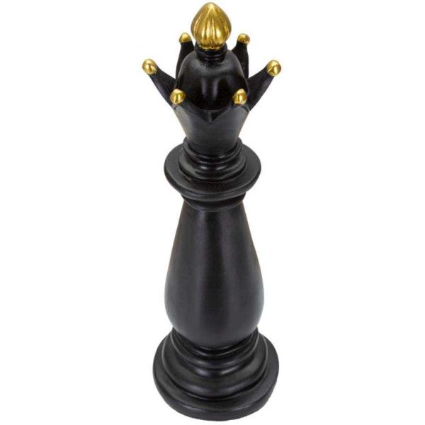 Figurine échec décoratif en polyrésine noire et dorée - 36,90