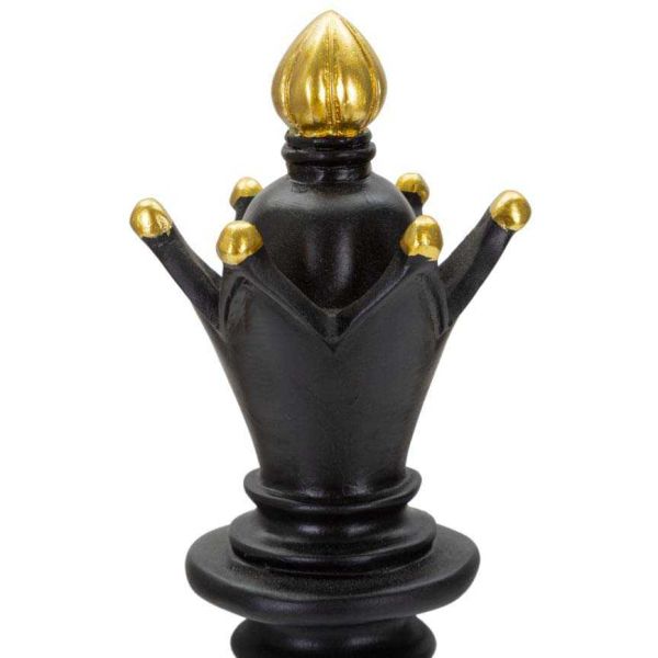 Figurine échec décoratif en polyrésine noire et dorée - 6