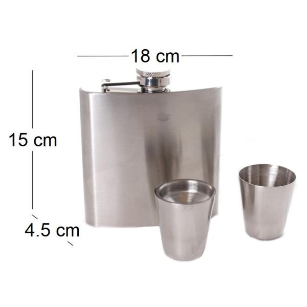 Flasque à whisky en inox avec 2 gobelets - SIL