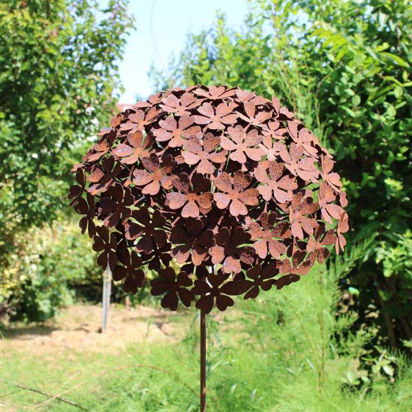 Fleur décorative en fer forgé rouillé - 