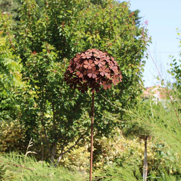 Fleur décorative en fer forgé rouillé - 