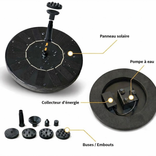 Fontaine extérieure ronde en résine alimentation solaire - 24,90