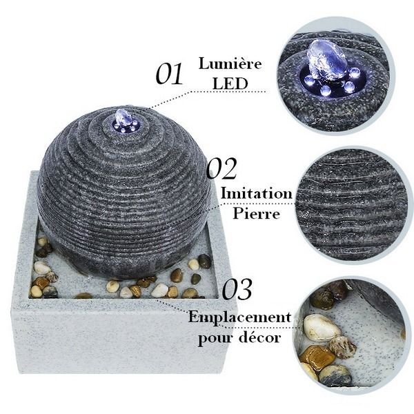 Fontaine d'intérieur boule éclairage LED blanc Bonny - SUC-0221
