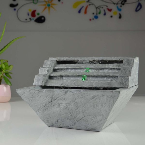 Fontaine d'intérieur cascade 3 éclairages LED Heley - 43,90