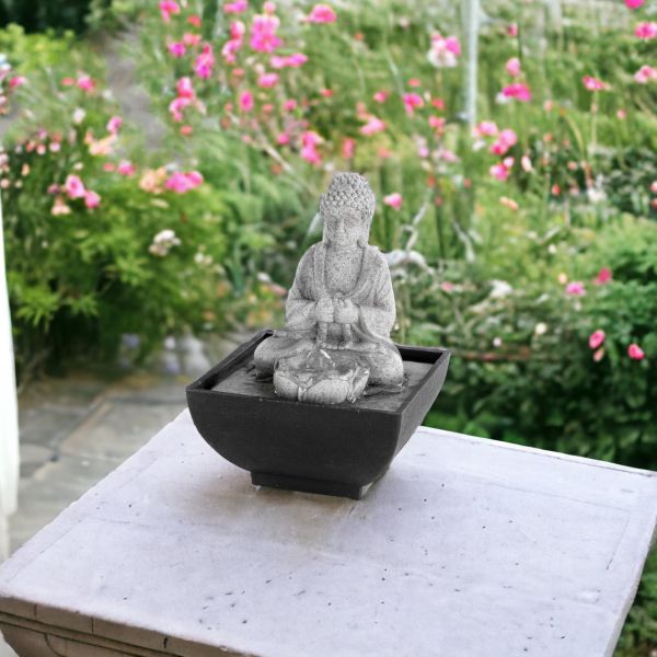 Fontaine intérieure en polyrésine Bouddha assis - LUMINEO