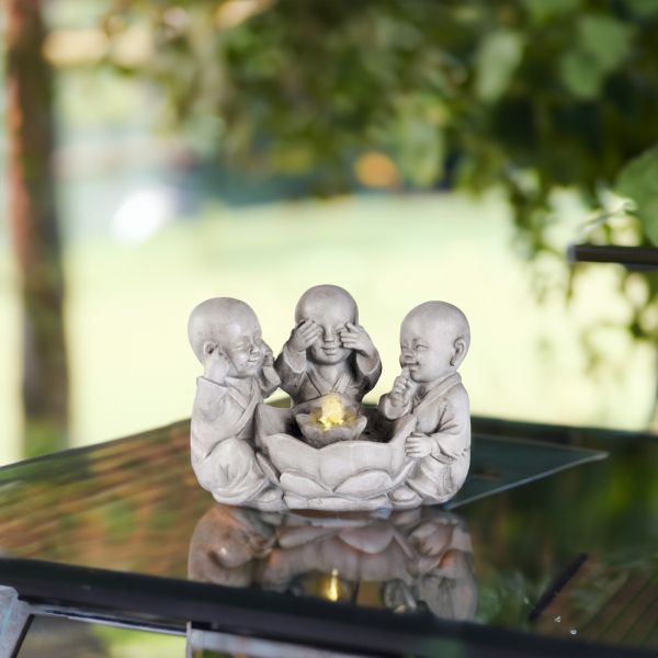 Fontaine en polyrésine trio bouddha - LUMINEO