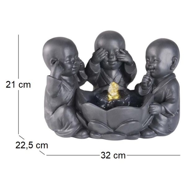 Fontaine en polyrésine trio bouddha - KAE-0109
