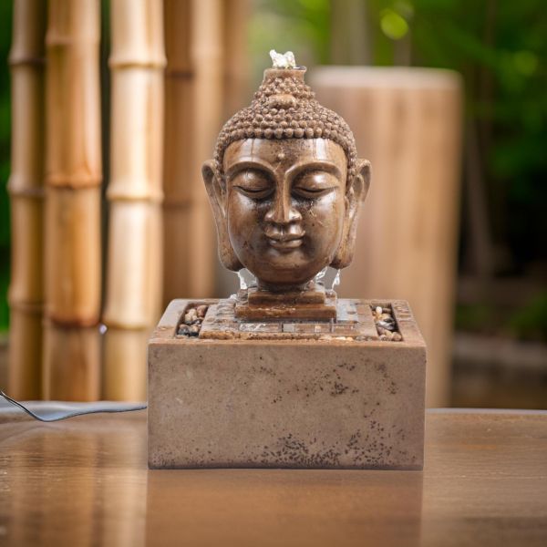 Fontaine tête de bouddha 30 x 30 x 48.5 cm - Stonelite