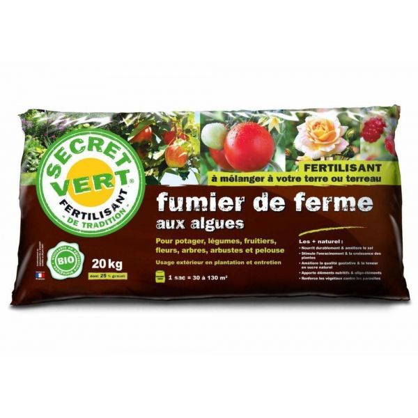 Terreau de fumier fermier avec algues fertilisant