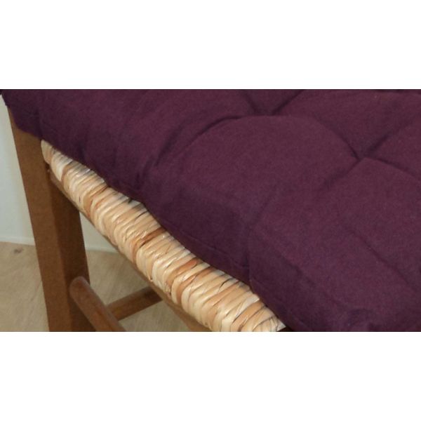 Galette de chaise en coton uni 40 cm 8 points - 