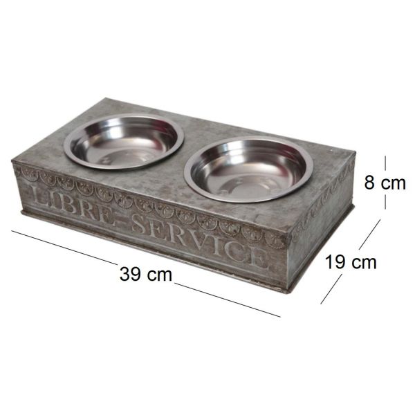 Gamelle double en zinc Libre service 36 cm - ANTIC LINE CRéATIONS