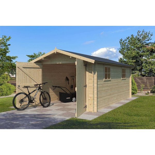 Garage en épicéa massif double porte 16.16 m² - GARDENAS