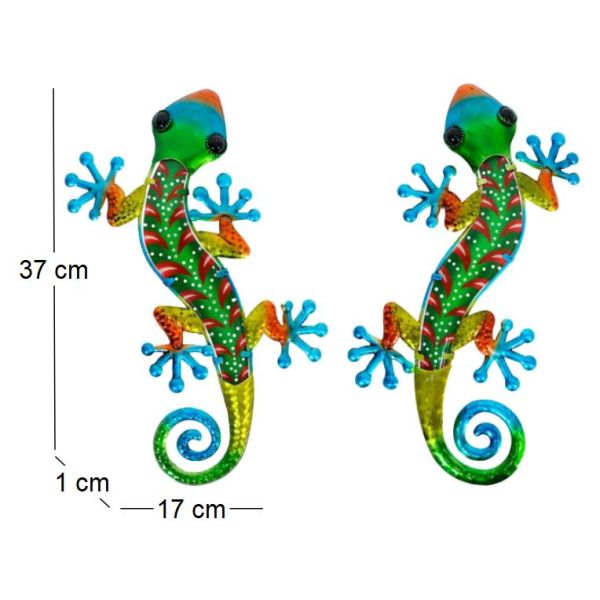 Gecko décoratif en métal et verre multicolore Feuilles - ORIGEN