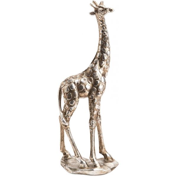 Girafe debout en polyrésine argenté