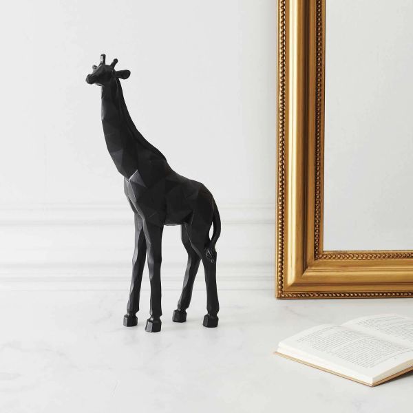 Girafe origami en polyrésine noire 40 cm - THE HOME DECO FACTORY