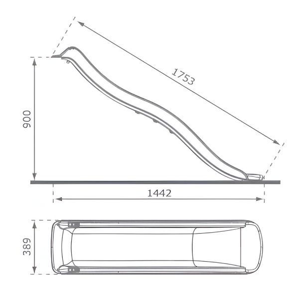 Glissière de toboggan avec vague en PEHD Tweeb 175cm - KBT-0178
