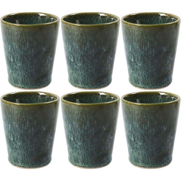 Gobelet espresso en grès vert Elia (Lot de 6)