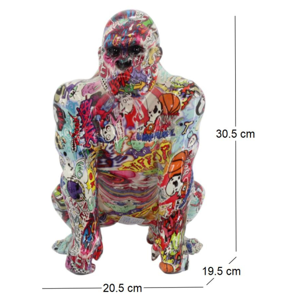 Gorille en résine Graffiti 20.5 x 19.5 x 30.5 cm - 5
