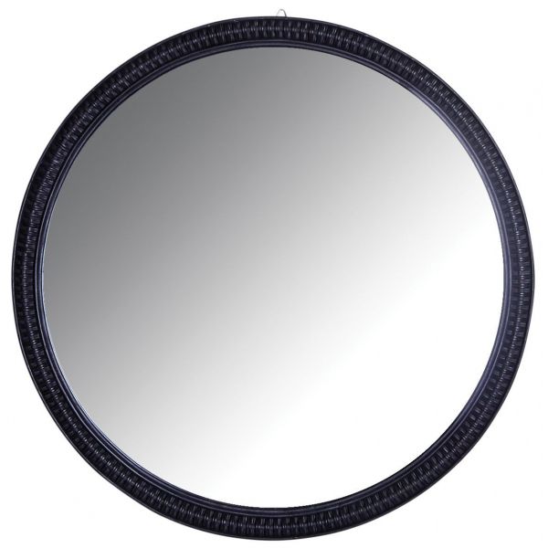 Grand miroir rond en rotin noir - AUB-3770