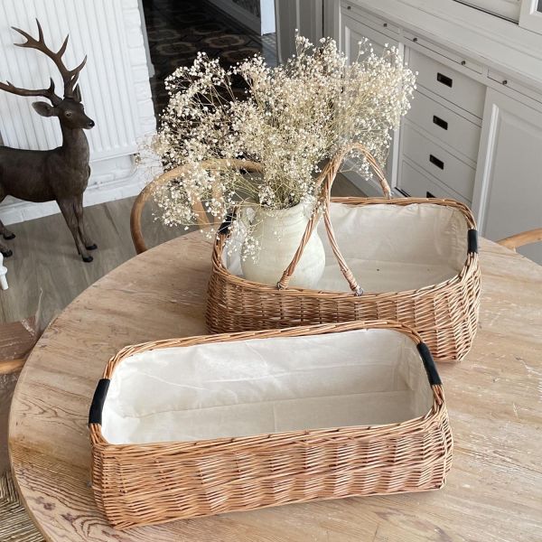 Grand panier rectangulaire en osier et coton - AUBRY GASPARD