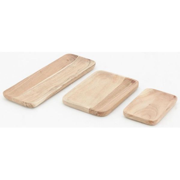 Plateau rectangulaire en acacia naturel L30 - AUB-5759