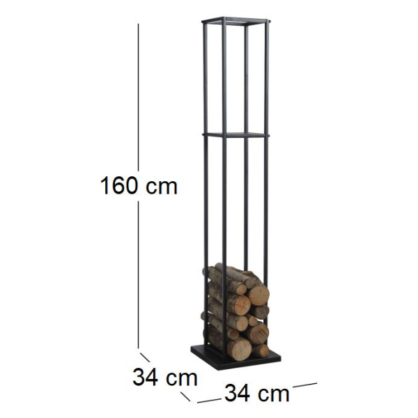 Grand rack à bûches en métal noir - AUB-1641