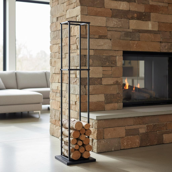 Grand rack à bûches en métal noir - AUBRY GASPARD
