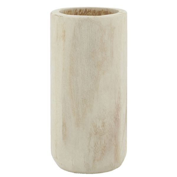 Grand vase rond en bois clair