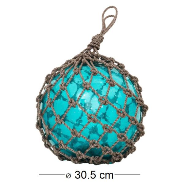 Grande bouée en verre avec corde en nylon - BAT-0161