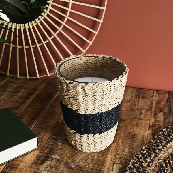 Grande bougie parfumée panier tressé 23 cm - THE HOME DECO FACTORY