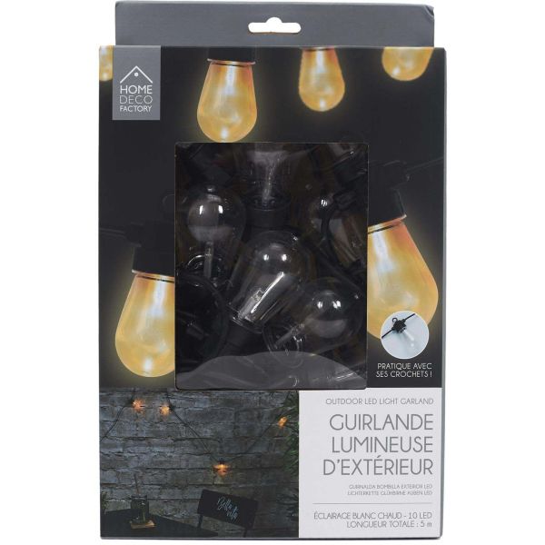 Guirlande extérieure 10 ampoules LED 4,50 m - 24,90