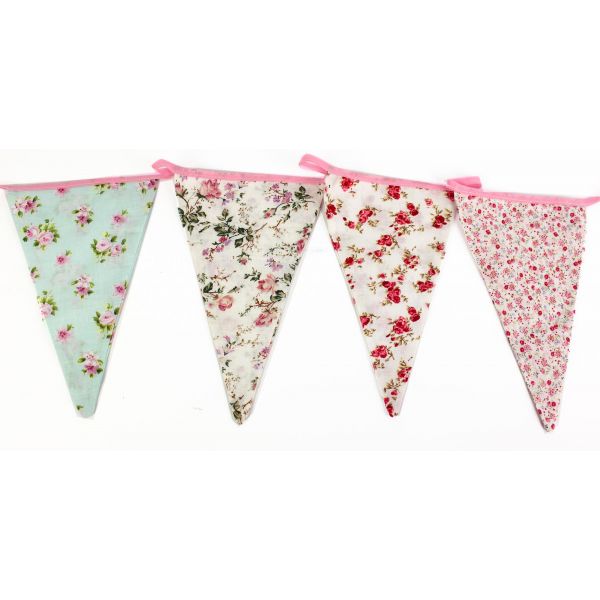 Guirlande fanions en tissu Vintage flower 3.15m