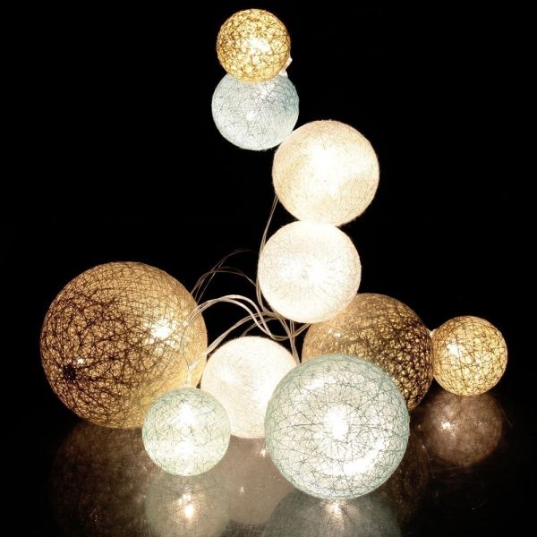 Guirlande lumineuse boules colorées 10 leds multi-tailles - 6,90