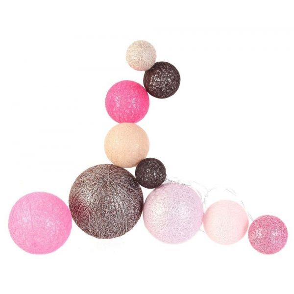 Guirlande lumineuse boules colorées 10 leds multi-tailles