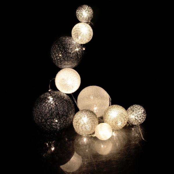 Guirlande lumineuse boules colorées 10 leds multi-tailles - 7,90