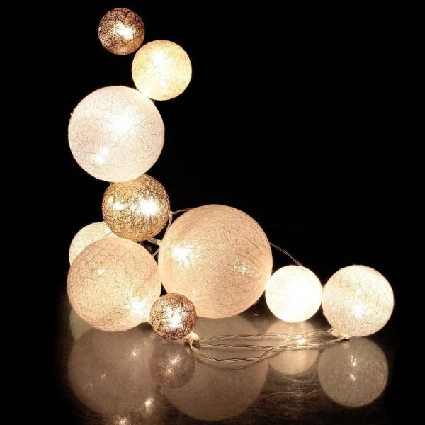 Guirlande lumineuse boules colorées 10 leds multi-tailles - 7,90