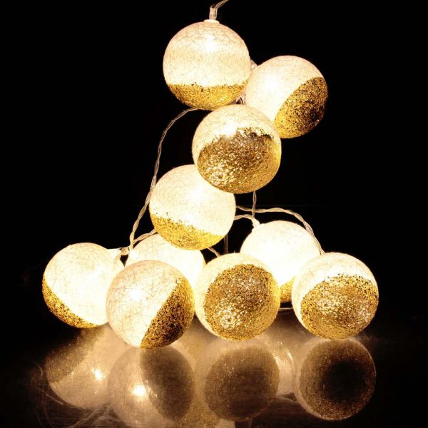 Guirlande lumineuse boules pailletées 10 leds - 6,90