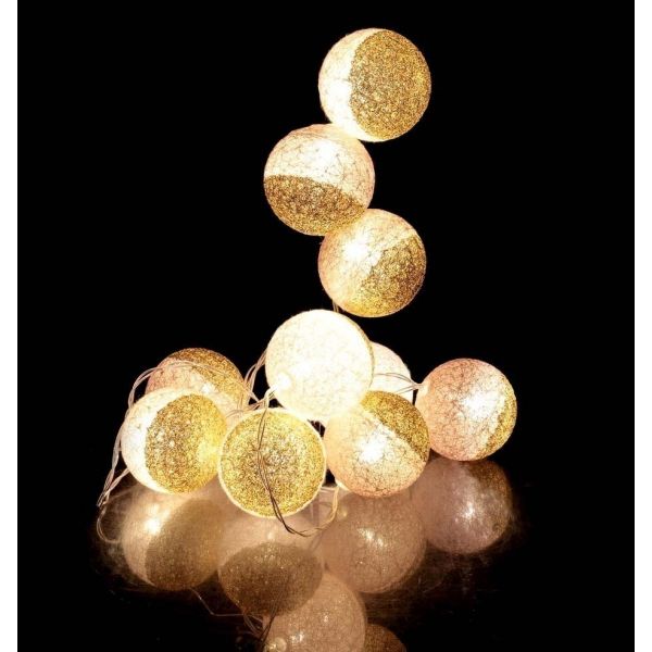 Guirlande lumineuse boules pailletées 10 leds - 5,90