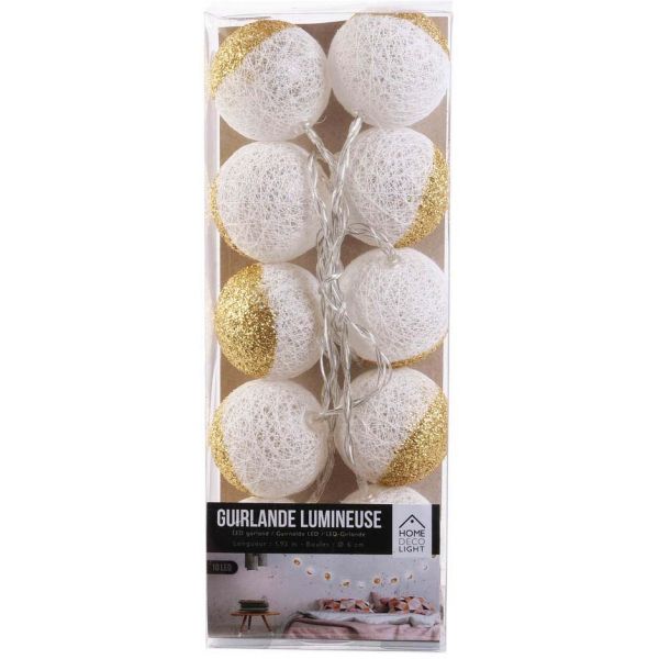 Guirlande lumineuse boules pailletées 10 leds - THE HOME DECO LIGHT