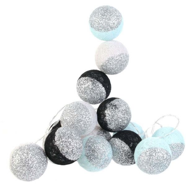 Guirlande lumineuse boules pailletées 16 leds