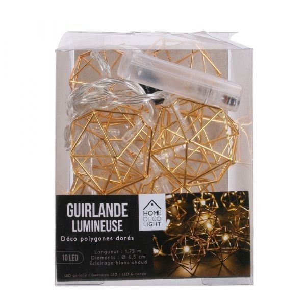 Guirlande lumineuse diamants en métal 10 leds - 8,90