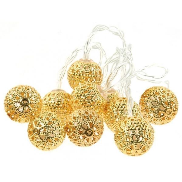 Guirlande Lumineuse Orientale En Metal 10 Leds Dore