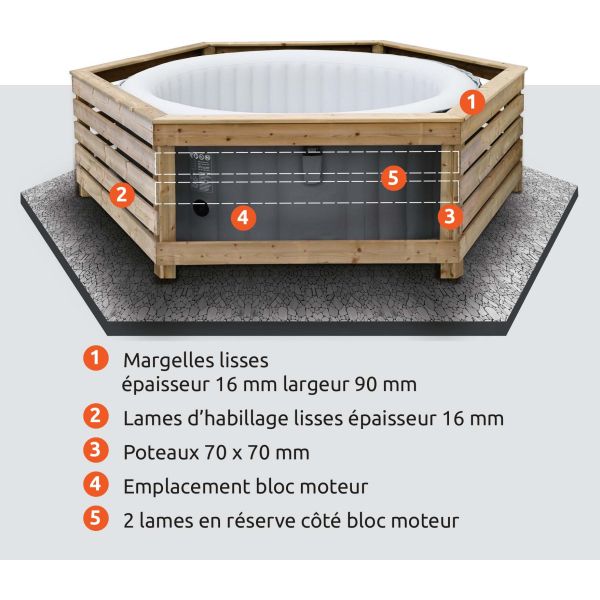 Habillage en bois pour spa gonflable Decorspa - 249